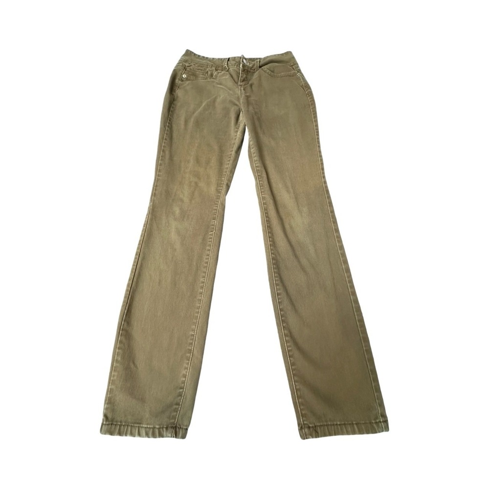 No Boundaries Pants Women 11 Olive Green Mid Rise Skinny Stretch Casual 5 Pocket